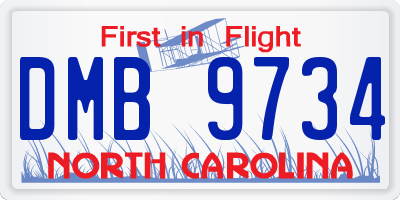 NC license plate DMB9734