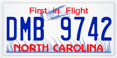 NC license plate DMB9742