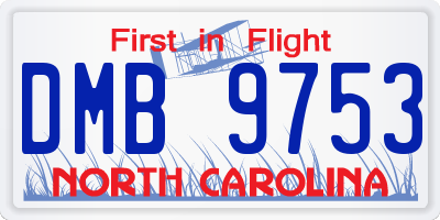 NC license plate DMB9753