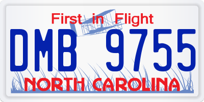 NC license plate DMB9755