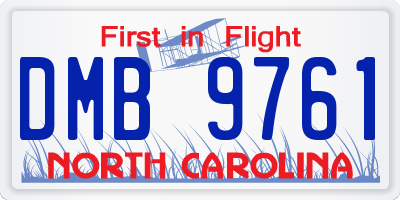 NC license plate DMB9761