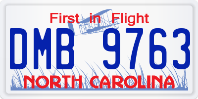 NC license plate DMB9763