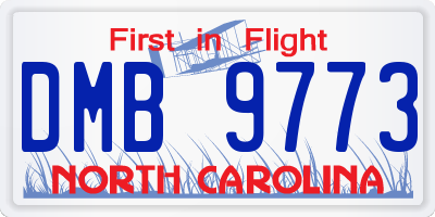 NC license plate DMB9773