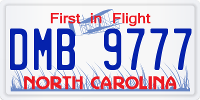 NC license plate DMB9777