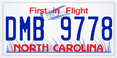 NC license plate DMB9778