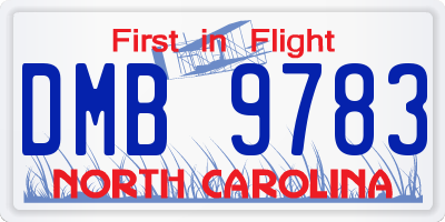 NC license plate DMB9783