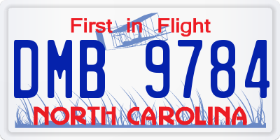 NC license plate DMB9784