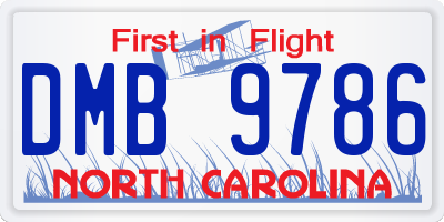 NC license plate DMB9786