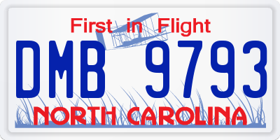 NC license plate DMB9793