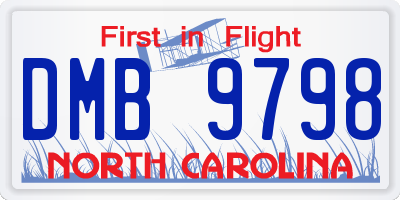 NC license plate DMB9798