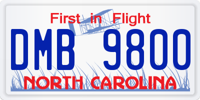 NC license plate DMB9800