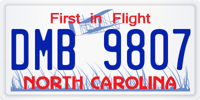 NC license plate DMB9807