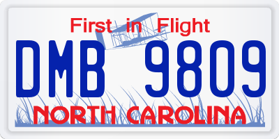 NC license plate DMB9809