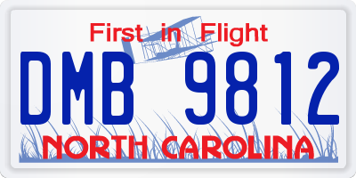 NC license plate DMB9812