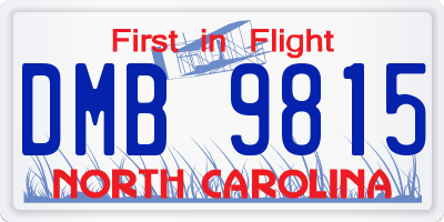 NC license plate DMB9815