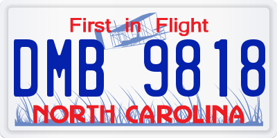 NC license plate DMB9818