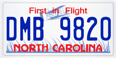 NC license plate DMB9820