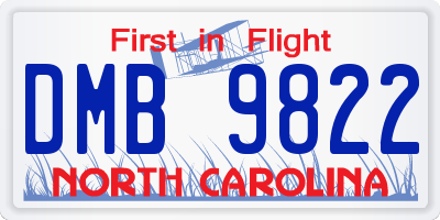 NC license plate DMB9822