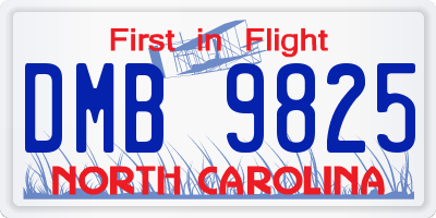 NC license plate DMB9825