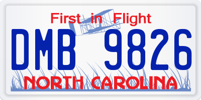 NC license plate DMB9826