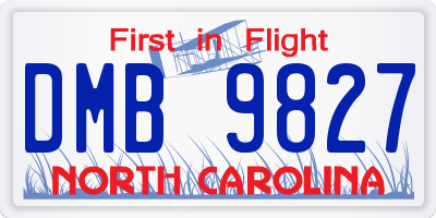 NC license plate DMB9827