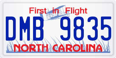 NC license plate DMB9835