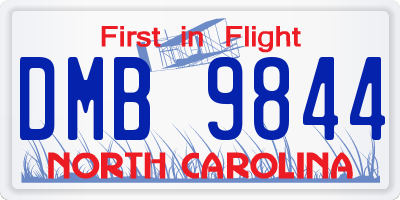 NC license plate DMB9844