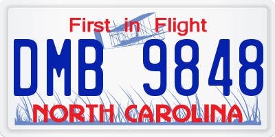 NC license plate DMB9848