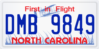 NC license plate DMB9849