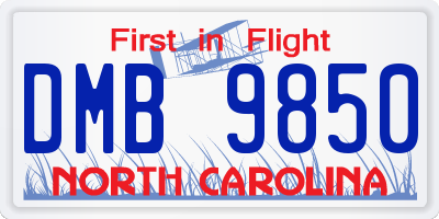 NC license plate DMB9850