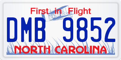 NC license plate DMB9852