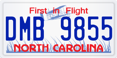 NC license plate DMB9855