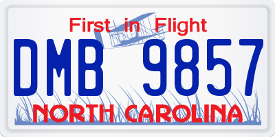 NC license plate DMB9857