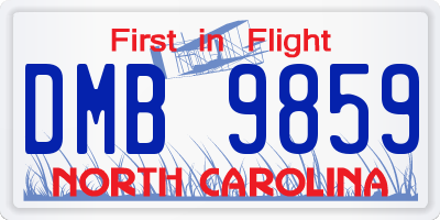 NC license plate DMB9859