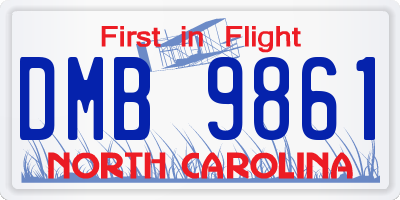 NC license plate DMB9861