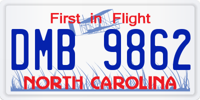 NC license plate DMB9862