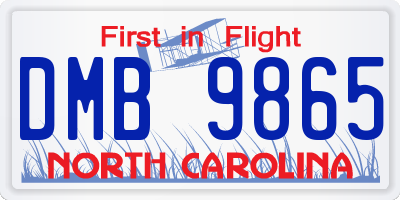 NC license plate DMB9865