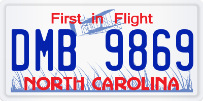 NC license plate DMB9869