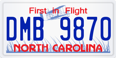 NC license plate DMB9870