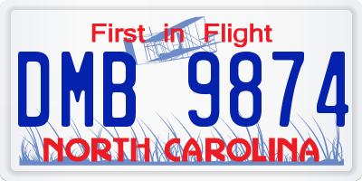 NC license plate DMB9874