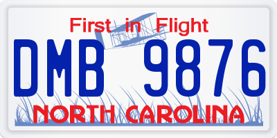 NC license plate DMB9876