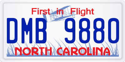 NC license plate DMB9880