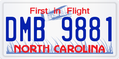 NC license plate DMB9881