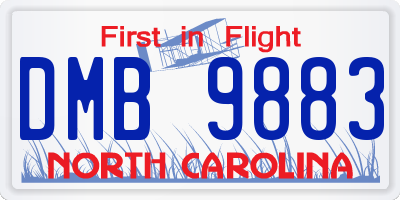 NC license plate DMB9883