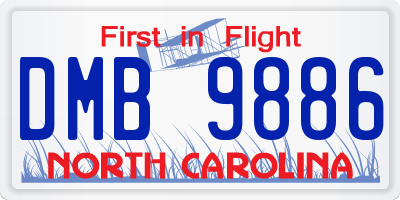 NC license plate DMB9886