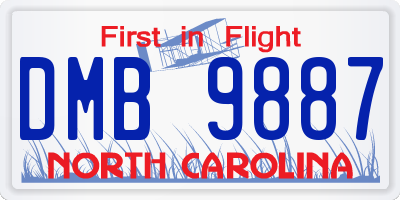 NC license plate DMB9887