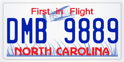 NC license plate DMB9889