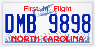 NC license plate DMB9898