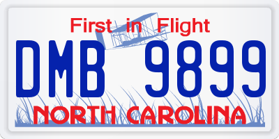 NC license plate DMB9899