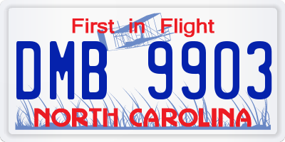 NC license plate DMB9903